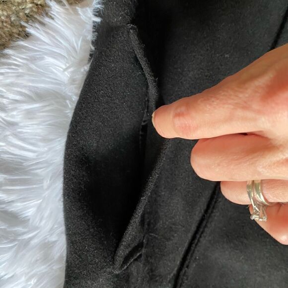 Guess Wool Blend Trench Coat Black Womens Size Medium - Picture 9 of 12